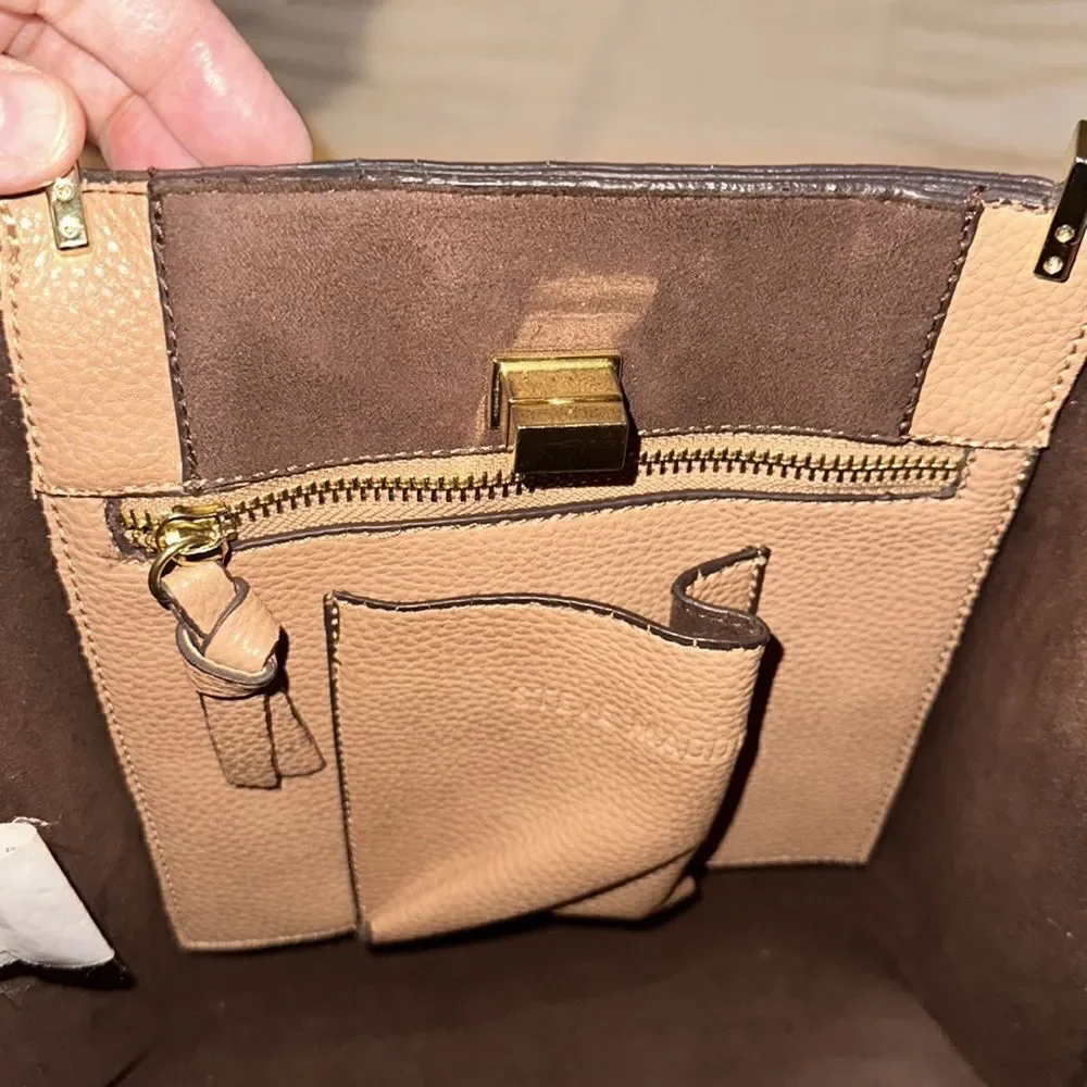 Steve Madden Tan Brown Faux Leather with Gold Tone Hardware Tote Bag Purse